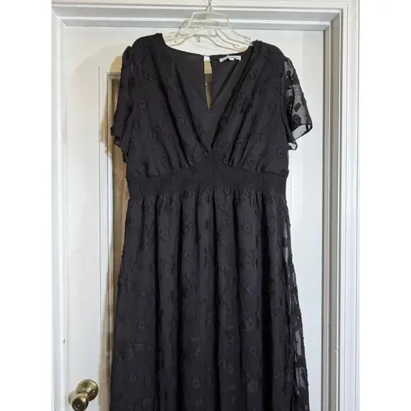 NWT Baltic Born Women Black Evelyn Smocked Maxi Dress Long Sleeve Romantic - Picture 10 of 12